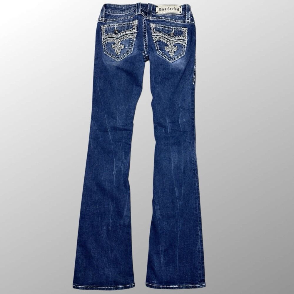 Rock Revival Jeans Women’s 26 x 33 Dark Wash Calli Bootcut Distressed Stretch